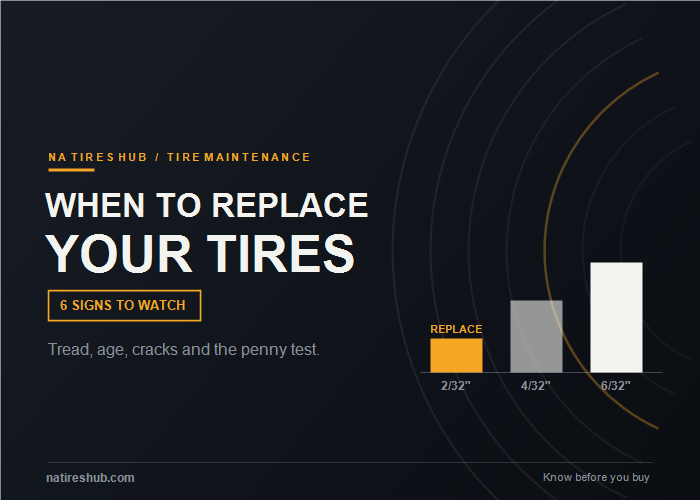 Tread-depth bar gauge showing tires should be replaced at 2/32 inch